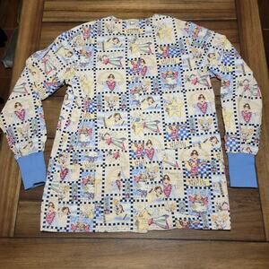 Cottonality LS Angel, Stars & Hearts Full Snap Scrub Jacket - Size XS